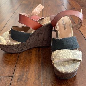 Neutral 3 strap Wedge Heels